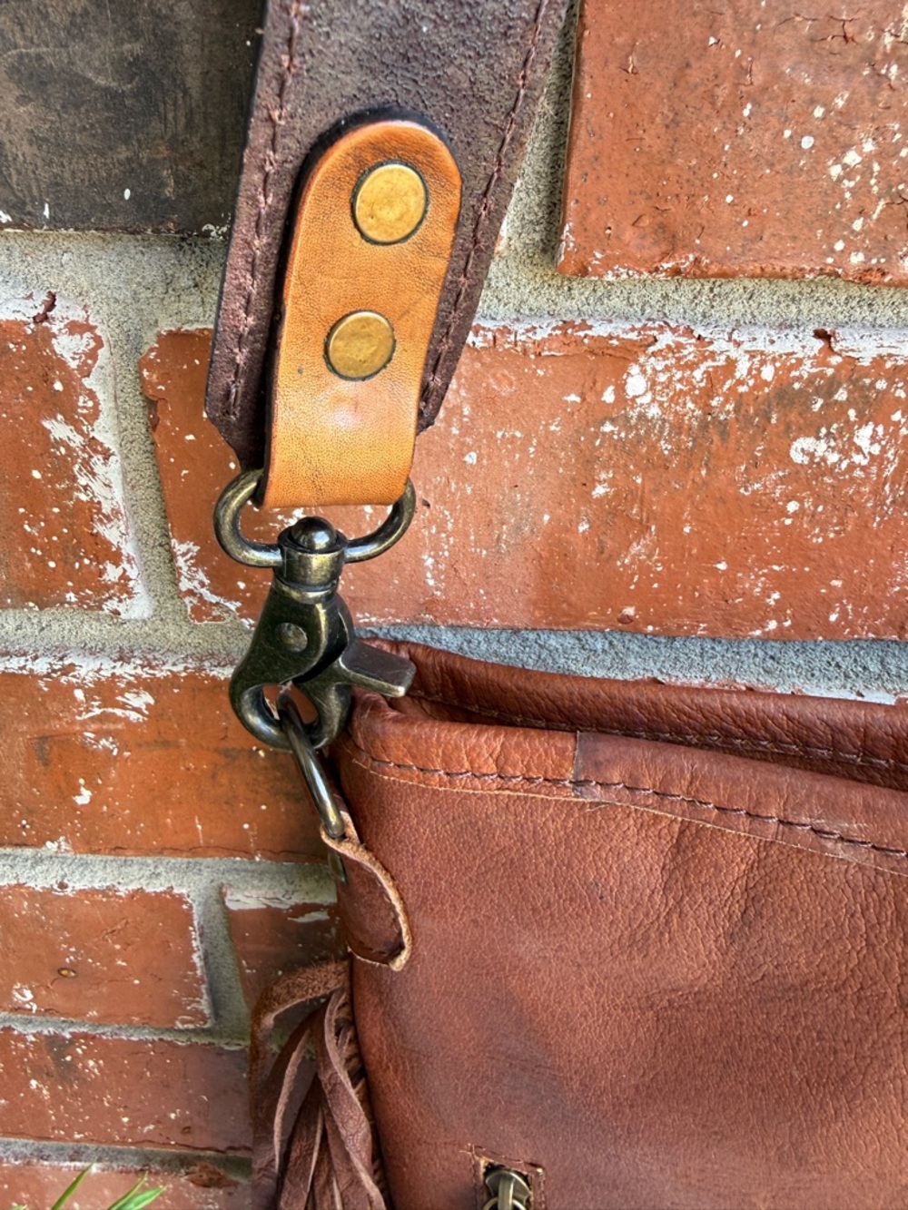 American Darling Fringe Tooled Leather Crossbody Bag with Cow Hide - Picture 7 of 10